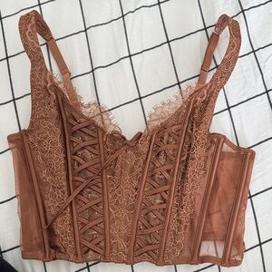 Victoria Secret Lace Corset Top in Brown